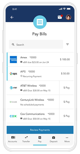 OneAZ Mobile Banking app - Pay Bills